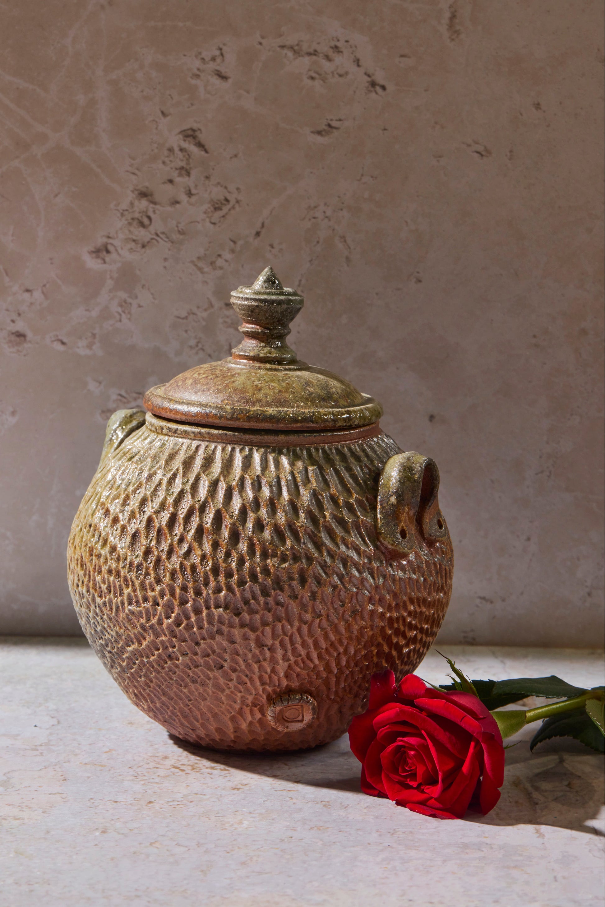 Wood / Soda Fired Carved Jar