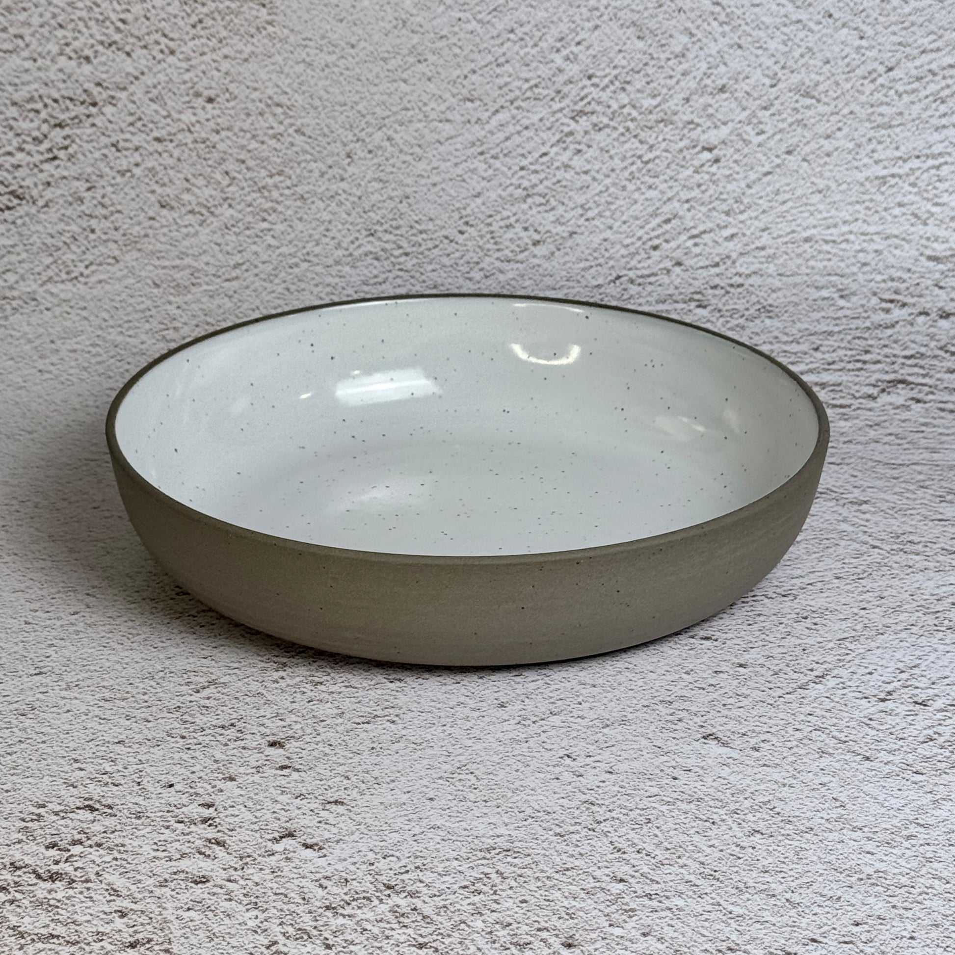 Pasta Bowl - Grey Speckled Stoneware / White Gloss