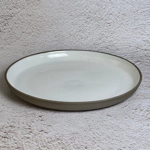 Dinner Plate - Grey Speckled Stoneware / White Gloss