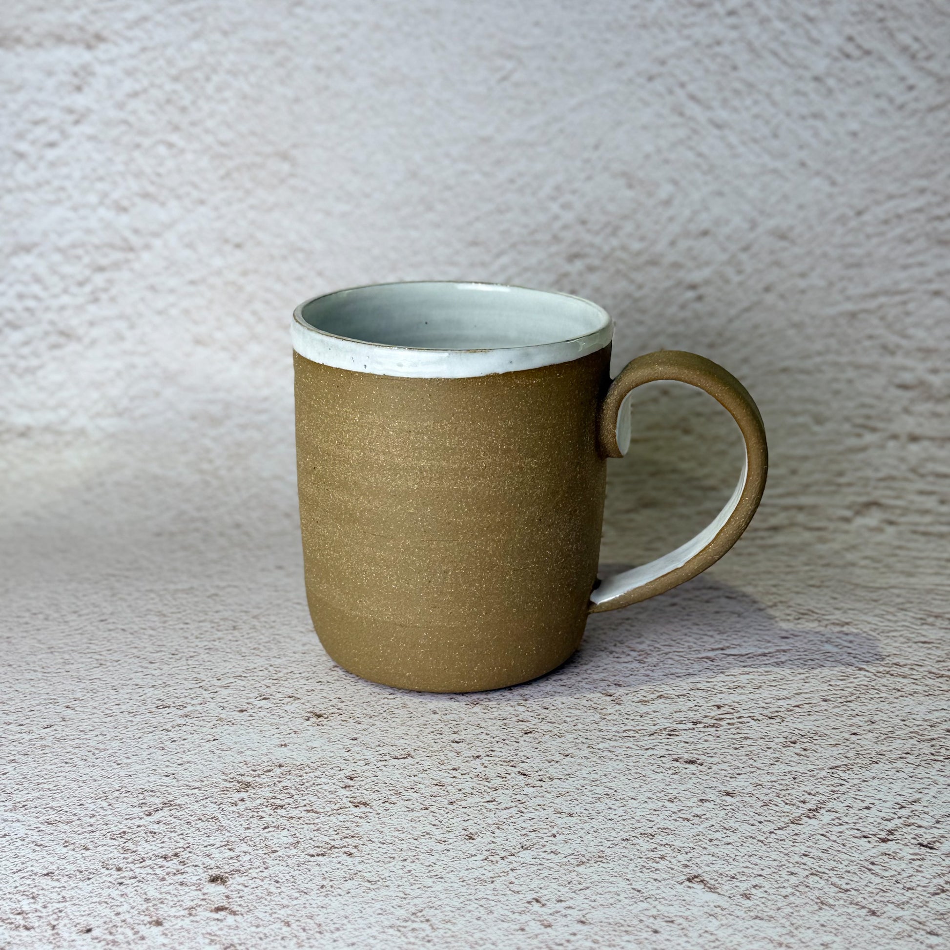 Tall Loop Handle Mug - Dark Brown Stoneware / White Gloss