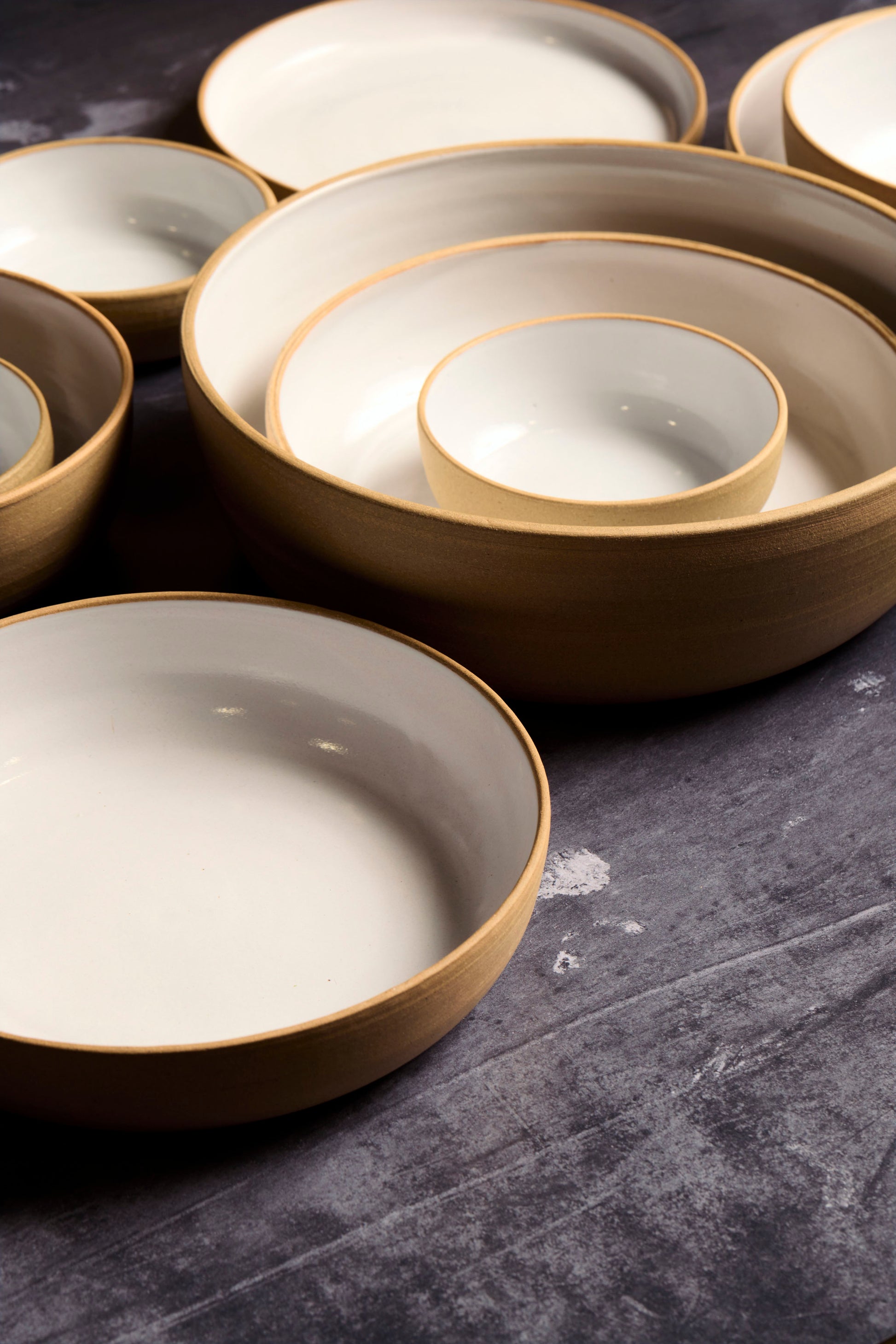 Side Bowl - Warm Brown Stoneware / White Gloss